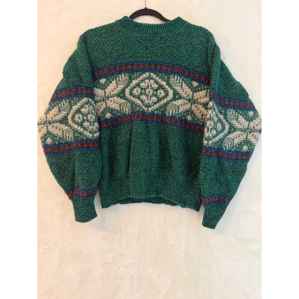 Vintage American Eagle Wool Sweater‎ Mens Large Green Fair Isle USA Made